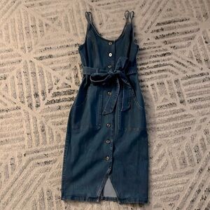 Belted denim dress